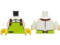 LEGO part Torso Shirt and Lime Apron with Reddish Brown Pocket and Straps with Gold Buckles Pattern / White Arms / Yellow Hands 973pb4860c01