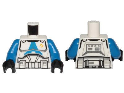 LEGO onderdeel Torso SW Armor Clone Trooper with Blue 501st Legion Markings and 2 Yellow Stripes Pattern (Clone Wars) / Blue Arms / Black Hands (973pb5001c01)