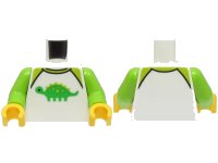 LEGO onderdeel Torso Shirt with Lime Collar and Bright Green Dinosaur Pattern / Lime Arms / Yellow Hands 973pb5328c01