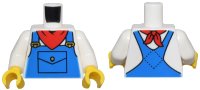 LEGO part Torso Blue Overalls, Pocket, Gold Buckles, and Red Bandana Pattern / White Arms / Yellow Hands 973pb5497c01