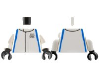 LEGO onderdeel Torso Racing Suit with Blue Sides and Racing Bulls Formula 1 Logo Silver 'RB' and Bull Pattern / White Arms / Black Hands 973pb6036c01