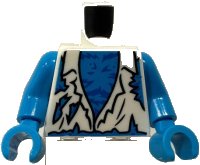 LEGO onderdeel Torso Tattered Vest Open over Dark Azure Bare Chest with Blue Fur Pattern (BAM) / Dark Azure Arms / Dark Azure Hands 973pb6179c01