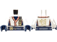 LEGO part Torso Robe with Coral Hems, Dark Blue Panels, Gold Cat Head on Sand Blue Belt Pattern / White Arms / Dark Blue Hands 973pb6222c01