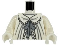 LEGO part Torso Nightgown with Dark Bluish Gray Lace Edges, Light Bluish Gray Stripes and Ribbon over Shirt with Polka Dots Pattern (BAM) / White Arms / White Hands 973pb6319c01
