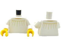 LEGO part Torso Dress with Wide Collar and Tan Lines and Stitching Pattern (BAM) / White Arms / Yellow Hands 973pb6571c01