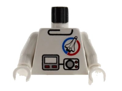 LEGO onderdeel Torso Launch Command Logo, Gray Equipment Pattern / White Arms / White Hands (973px113c01)