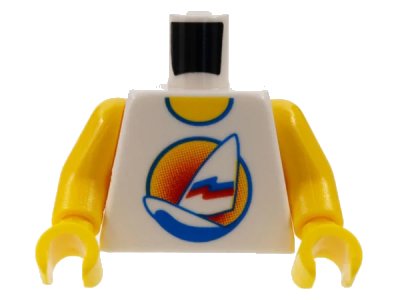 LEGO onderdeel Torso Paradisa Sailboat with Sunset Pattern, Inside with Ribs (Reissue) / Yellow Arms / Yellow Hands (973px126newc01)