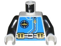LEGO part Torso Aquazone Aquanaut Sub Logo, Zipper, and Weight Belt Pattern / Black Arms / White Hands 973px170c01