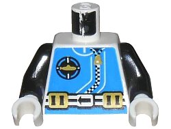 LEGO onderdeel Torso Aquazone Aquanaut Sub Logo, Zipper, and Weight Belt Pattern / Black Arms / White Hands (973px170c01)