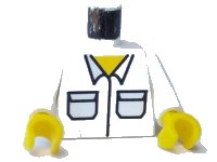 LEGO onderdeel Torso Shirt with Pockets Pattern / White Arms / Yellow Hands 973px18c01