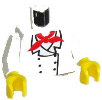 LEGO onderdeel Torso Chef with 6 Buttons, Short Red Neckerchief Pattern / White Arms / Yellow Hands 973px3c01