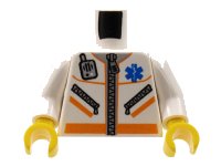 LEGO part Torso Hospital EMT Star of Life, Zipper, Zippered Pockets, Radio Pattern / White Arms / Yellow Hands 973px500c01