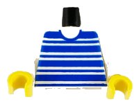 LEGO onderdeel Torso Horizontal Blue Stripes Pattern / White Arms / Yellow Hands 973px61c02