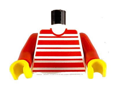 LEGO onderdeel Torso Horizontal Red Stripes Pattern / Red Arms / Yellow Hands (973px62c01)