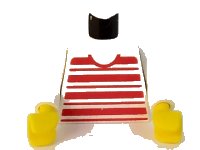LEGO onderdeel Torso Horizontal Red Stripes Pattern / White Arms / Yellow Hands 973px62c02