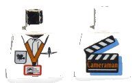 LEGO part Torso Studios Cameraman ID, Logo, Pen, Film Slate on Back Pattern 973px64