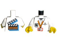 LEGO part Torso Studios Cameraman ID, Logo, Pen, Film Slate on Back Pattern / White Arms / Yellow Hands 973px64c01