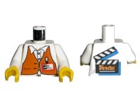 LEGO part Torso Studios Director Brown Vest, ID Badge, Film Slate on Back Pattern / White Arms / Yellow Hands 973px65c01