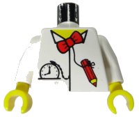 LEGO part Torso Time Cruisers Red Bow Tie, Pencil and Pocket Watch Pattern / White Arms / Yellow Hands 973px91c01
