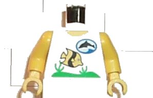 LEGO onderdeel Torso Divers Dolphin Logo and Fish Pattern / Yellow Arms / Yellow Hands (973px98c01)