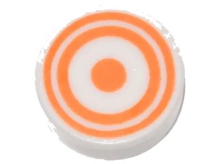 LEGO onderdeel Tile, Round 1 x 1 with Concentric Orange Circles Pattern (98138pb061)
