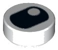 LEGO part Tile, Round 1 x 1 with Black Eye Squinting with Pupil in Corner Pattern 98138pb066