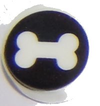 LEGO part Tile, Round 1 x 1 with Bone on Black Background Pattern 98138pb131