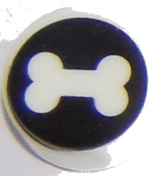 LEGO part Tile, Round 1 x 1 with Bone on Black Background Pattern (98138pb131)