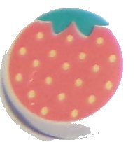 LEGO part Tile, Round 1 x 1 with Coral Strawberry Pattern 98138pb133