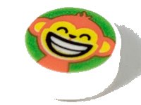 LEGO part Tile, Round 1 x 1 with Coral Monkey with Bright Light Orange Face on Bright Green Background Pattern 98138pb158