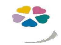 LEGO onderdeel Tile, Round 1 x 1 with Flower Pattern Made of 5 Hearts in Lavender, Bright Light Orange, Dark Pink, Dark Turquoise, and Dark Azure 98138pb166