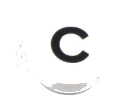 LEGO part Tile, Round 1 x 1 with Black Capital Letter C Pattern 98138pb213