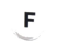 LEGO part Tile, Round 1 x 1 with Black Capital Letter F Pattern 98138pb216