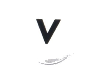 LEGO part Tile, Round 1 x 1 with Black Capital Letter V Pattern (98138pb232)