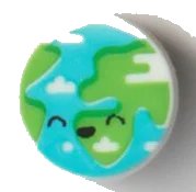 LEGO onderdeel Tile, Round 1 x 1 with Black Closed Eyes and Open Mouth Smile on Bright Green and Medium Azure Planet with Clouds Pattern (98138pb251)