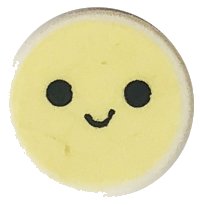 LEGO part Tile, Round 1 x 1 with Emoji, Bright Light Yellow Happy Face, and Black Eyes and Smile Pattern 98138pb279