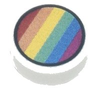 LEGO part Tile, Round 1 x 1 with Rainbow Stripes in Black Circle Pattern 98138pb294