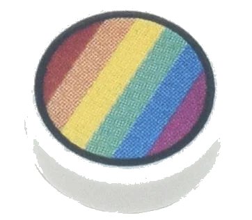 LEGO onderdeel Tile, Round 1 x 1 with Rainbow Stripes in Black Circle Pattern (98138pb294)