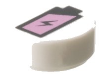 LEGO part Tile, Round 1 x 1 with Black and Metallic Pink Battery Charge Pattern 98138pb396