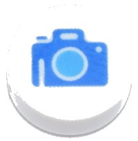 LEGO onderdeel Tile, Round 1 x 1 with Blue Camera with Dark Azure Lens Pattern 98138pb436