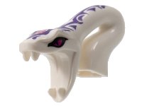 LEGO onderdeel Minifigure, Head, Modified Snake Long Neck with Open Mouth with Magenta Eyes and Gem and Dark Purple Tribal Symbol Tattoos Pattern 98154pb04