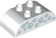 LEGO onderdeel Duplo, Brick 2 x 4 Slope Curved Double with Light Aqua Bubbles Pattern 98223pb032