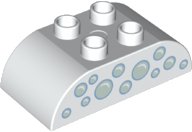 LEGO onderdeel Duplo, Brick 2 x 4 Slope Curved Double with Light Aqua Bubbles Pattern (98223pb032)