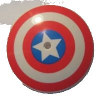 LEGO part Dish 9 x 9 Inverted (Radar) with Red Concentric Rings, Star in Blue Circle Pattern (Captain America Shield) 98606pb001