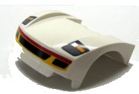 LEGO part Vehicle, Mudguard 3 x 4 x 1 2/3 Curved Front with Headlights and Grille with Red and Yellow Trim Pattern 98835pb004