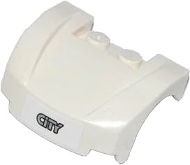 LEGO onderdeel Vehicle, Mudguard 3 x 4 x 1 2/3 Curved Front with Gray 'CITY' on White Background Pattern (Sticker) - Set 60057 (98835pb008)