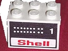 LEGO onderdeel Stickered Assembly 3 x 2 x 1 2/3 with Shell Tank Number 1 Pattern on Both Sides (Stickers) - Set 6610 - 2 Plate 2 x 3, 1 Brick 1 x 2, 1 Brick 1 x 3, 1 Brick, Modified 1 x 1 with Headlight (BA001pb04)
