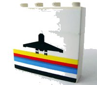LEGO part Stickered Assembly 4 x 1 x 3 with Classic Airport Logo Pattern (Sticker) - Sets 6392 / 6396 - 3 Brick 1 x 4 BA006pb04