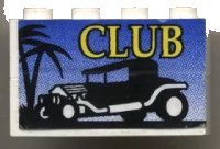 LEGO part Stickered Assembly 4 x 1 x 2 with 'CLUB' Hot Rod Logo Pattern (Sticker) - Set 6561 - 2 Brick 1 x 4 BA008pb01