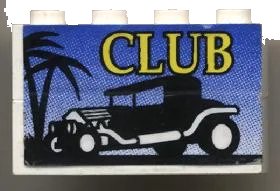 LEGO onderdeel Stickered Assembly 4 x 1 x 2 with 'CLUB' Hot Rod Logo Pattern (Sticker) - Set 6561 - 2 Brick 1 x 4 (BA008pb01)